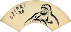 <i>Sumizuri-e</i> Daruma fan #2