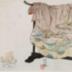 A woman washing and drying fabric 