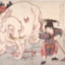 Taishun (大舜) cultivating the land with the help of an elephant - from the series <i>24 Paragons of Filial Piety</i> (廿四孝ノ内)