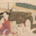 <i>Shunga</i> of a couple on a balcony engaged in sex from <i>Koshoku zue juni-ko</i> (好色図会十二候) or 'Erotic Pictures for the 12 Months'