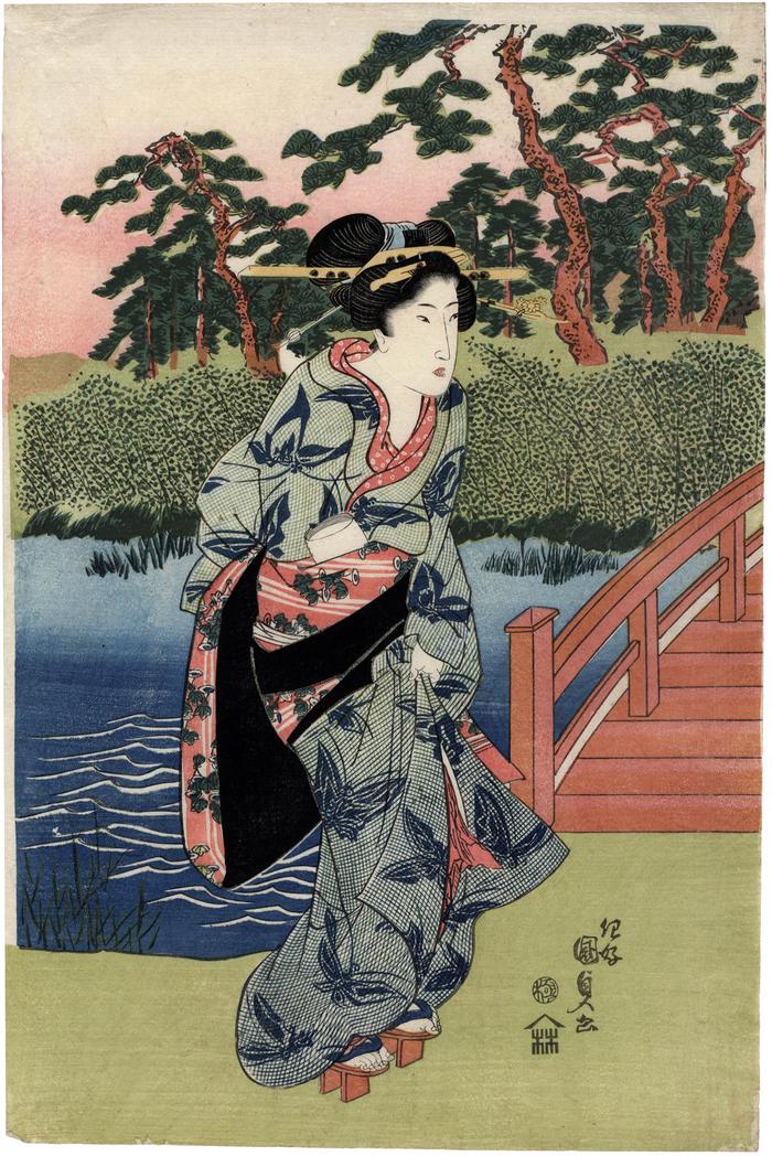 <i>Bijin</i> near the foot of a bridge