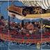 Yoshitsune and his twenty one retainers on a ship (<i>Yoshitsune no kenin ikki-tosen no niju-ikki no zu</i> - 義経之家人一騎当千廾一騎之図) 