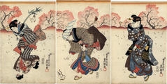 Pilgrimage to a shrine during plum blossom viewing time [<i>baika-mōde</i> - 梅花詣で]