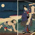 Iwai Kumesaburō III on the right as Shiranui Daijin (白縫大尽) and Asao Yoroku II on the left as  魔耶助 from the series <i>8 Views of Shiranui</i> (<i>Shiranui hakkei no uchi</i> - 白縫八景之内) - a <i>mitate</i>