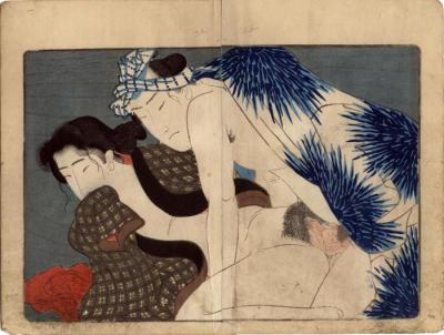 A laborer having sex with a woman from volume two of the <i>Edonishiki Azuma Bunko</i> (江戸錦吾妻文庫)