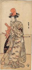 Onoe Masazō [尾上政蔵] in a kabuki performance of the <i>daishō no mai</i> or sword dance [大小の舞]